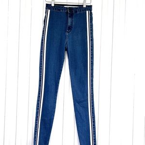 Zara Trafaluc Denim Collection Jeggings Women Size 4 Waist 23" Side Stripes
